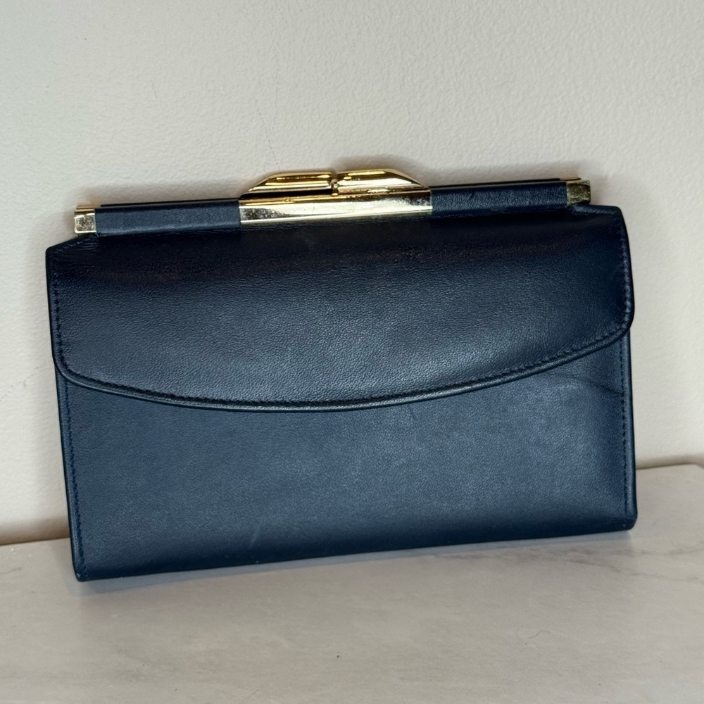 🔥Genuine Leather Navy Blue Wallet/ Coin Bag Clutch EC🔥